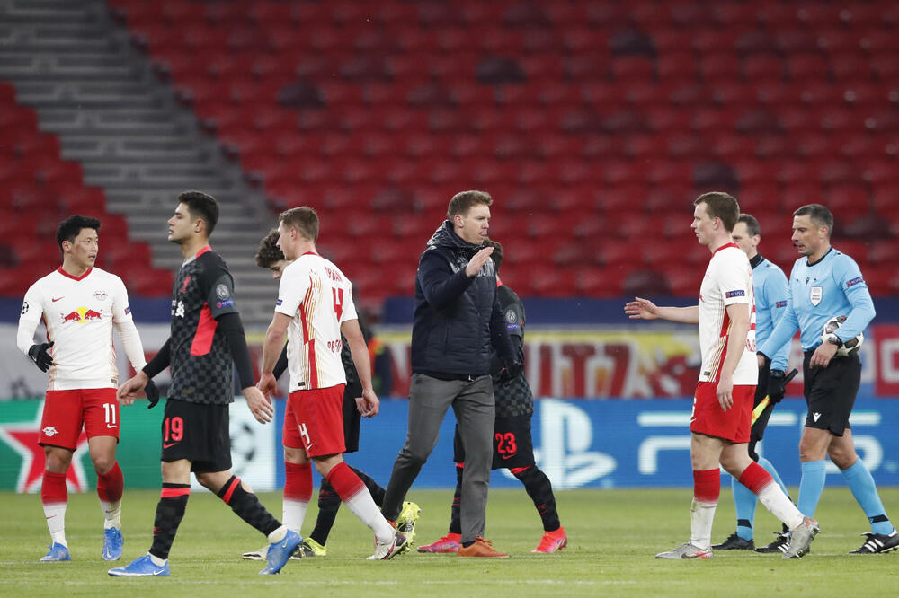 Detalj sa prvog meča Lajpciga i Liverpula, Foto: Reuters