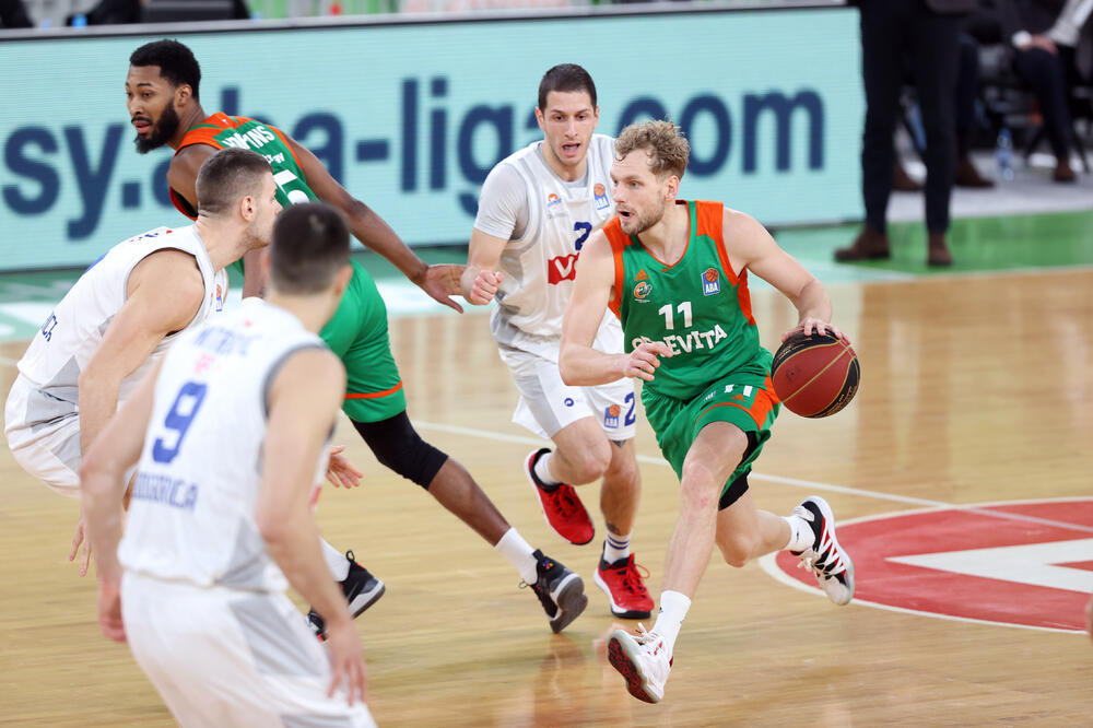 Jaka Blažič na meču protiv Budućnosti, Foto: Aleš Fevzer/Cedevita Olimija