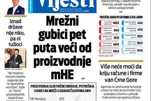 Naslovna strana "Vijesti" za 18. mart 2021.
