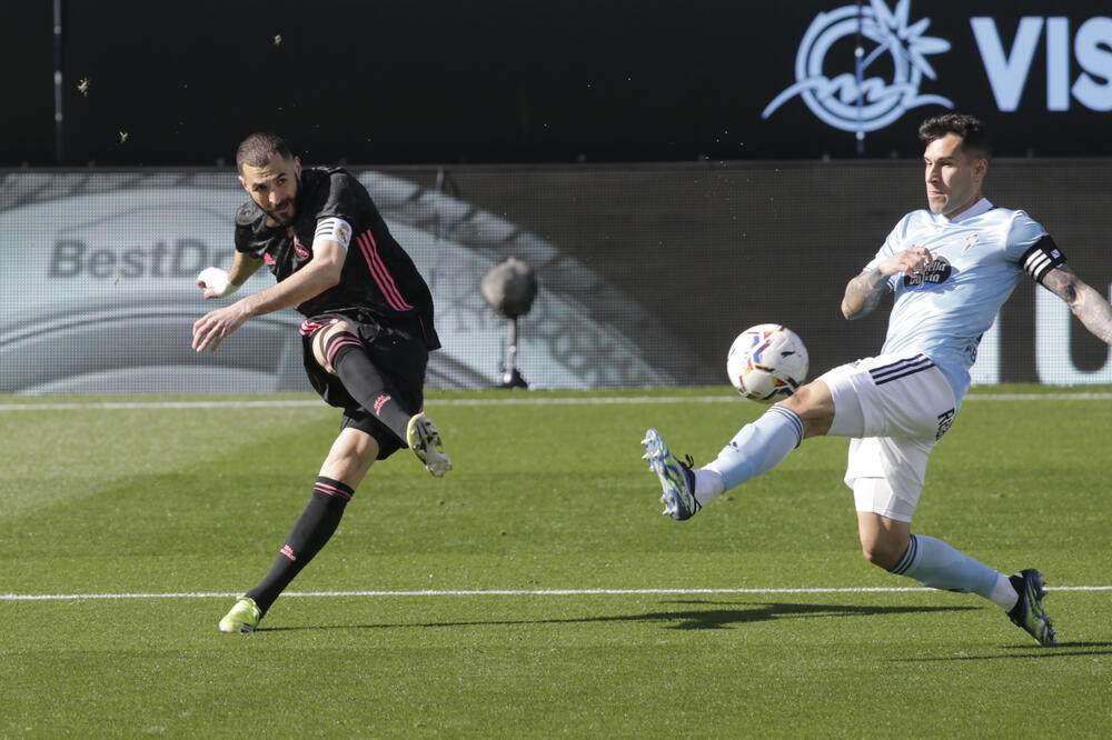 Benzema postiže gol u Vigu, Foto: Reuters