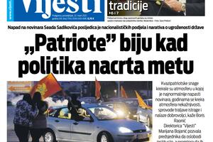 Naslovna strana "Vijesti" za 22. mart 2021.