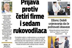 Naslovna strana "Vijesti" 23. mart 2021.