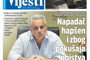 Naslovna strana "Vijesti" za 29. mart 2021.