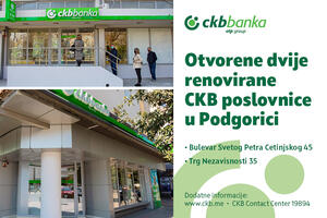 Otvorene dvije renovirane CKB poslovnice u Podgorici