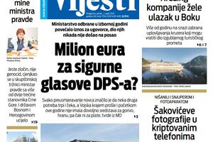 Naslovna strana "Vijesti" za 2. april 2021.