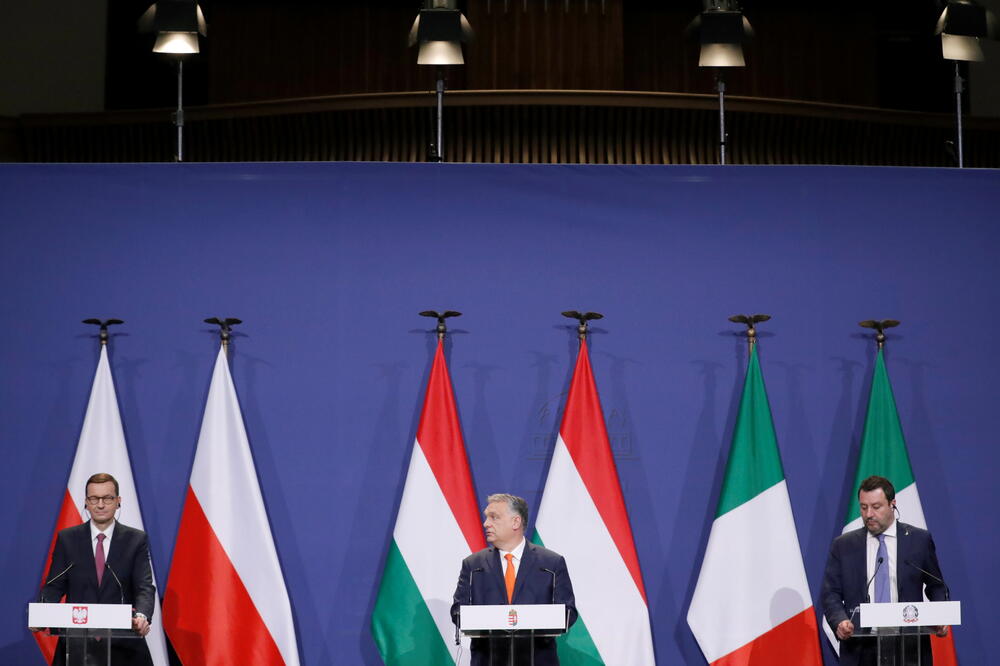 Moravjecki, Orban i Salvini juče u Budimpešti, Foto: Reuters