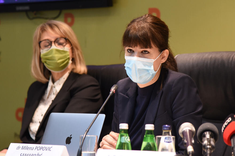 Popović Samardžić govori na konferenciji za medije, Foto: Luka Zeković
