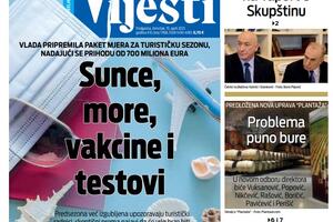 Naslovna strana "Vijesti" za 15. april 2021.