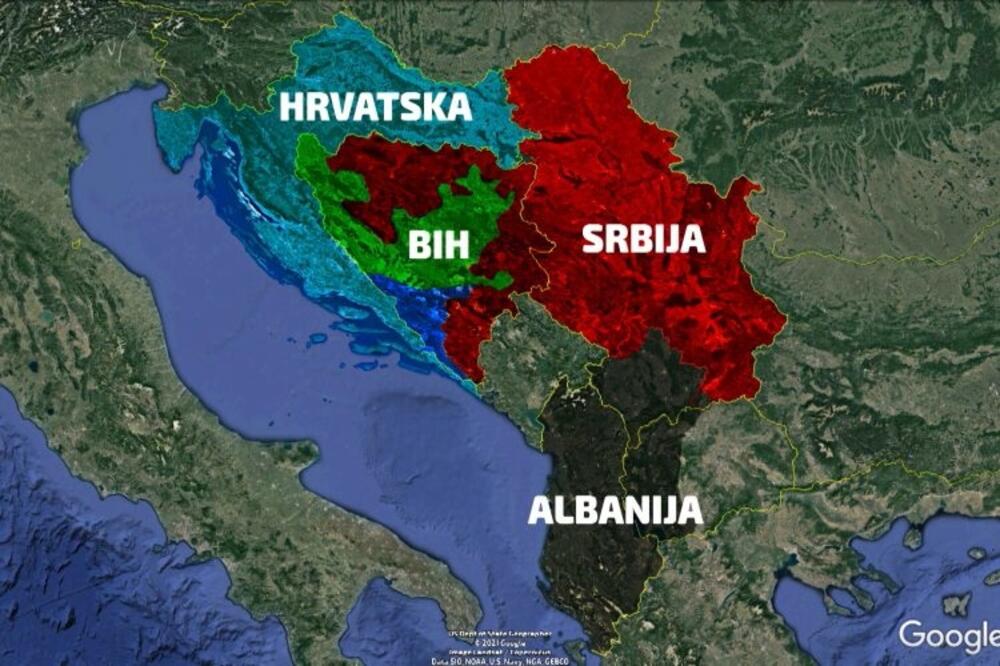 Mapa sa prekrojenim granicama, Foto: Facebook