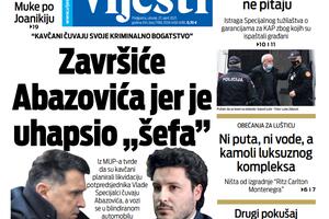 Naslovna strana "Vijesti" za 27. april 2021.
