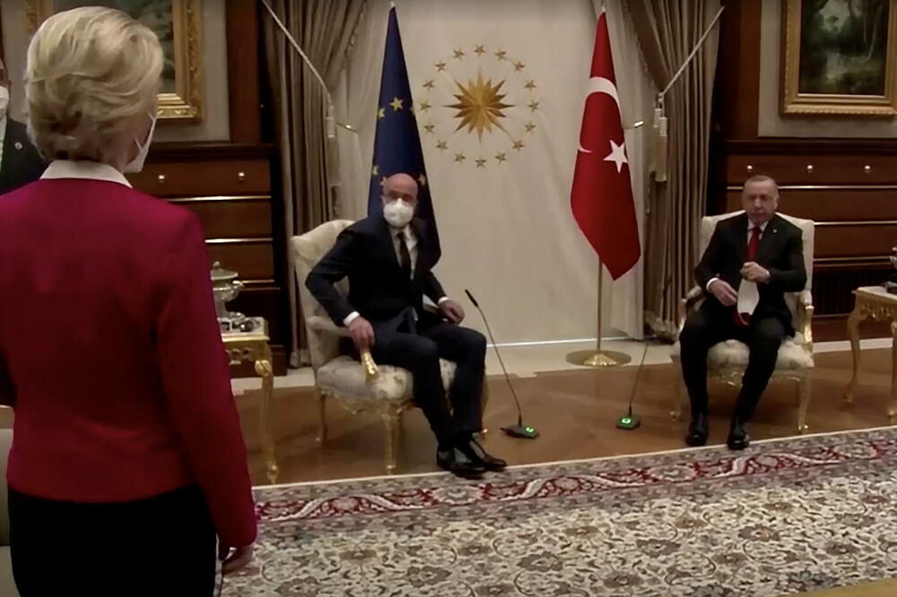 Sa sastanka u Turskoj na kojem nije bila predviđena stolica za Fon der Lajen, Foto: Rojters