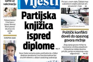 Naslovna strana "Vijesti" za 4. maj 2021.