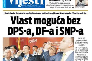 Naslovna strana "Vijesti" za 10. maj 2021.