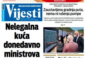 Naslovna strana "Vijesti" za ponedjeljak 17. maj 2021. godine