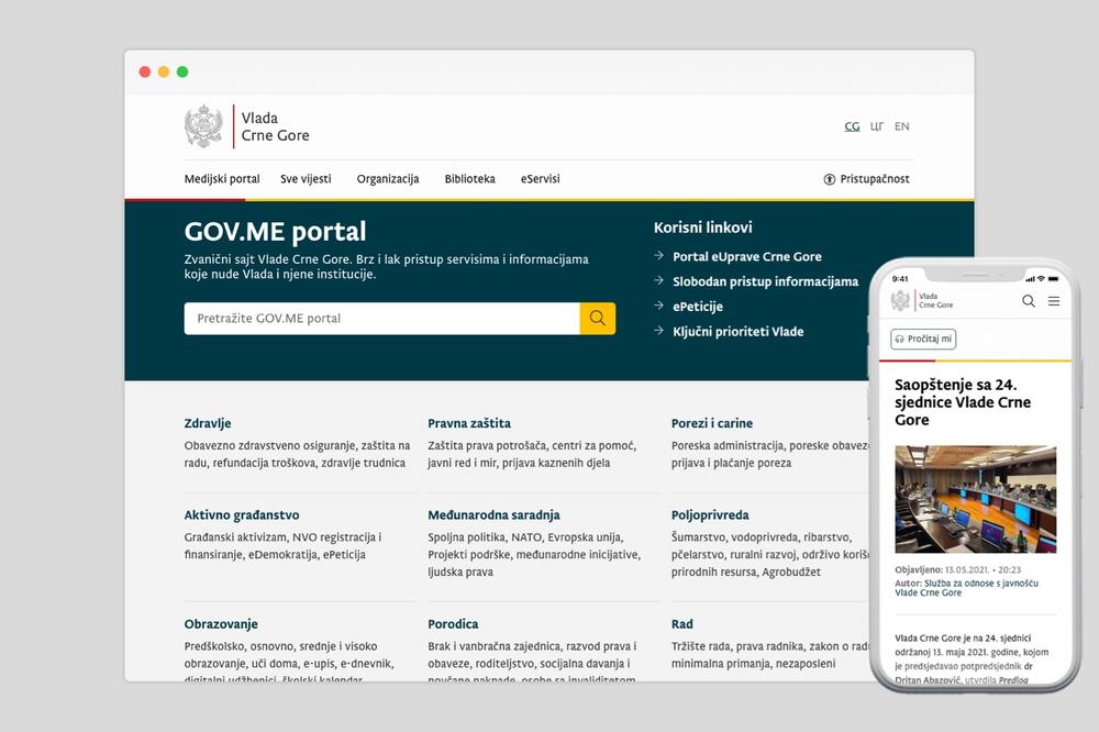 Iz Vlade su kazali da se portal konstantno upotpunjuje dodatnim sadržajima, Foto: gov.me