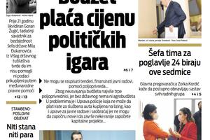 Naslovna strana "Vijesti" za 1. jun 2021.