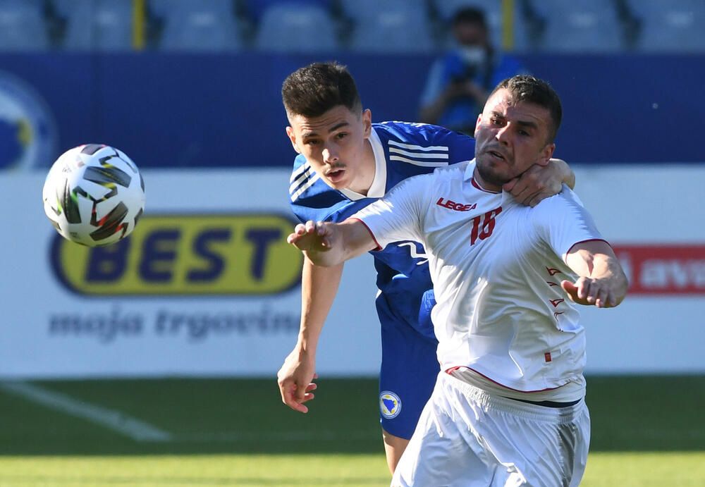 Jovović u dresu reprezentacije na prijateljskoj utakmici sa Bosnom i Hercegovinom