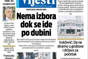 Naslovna strana "Vijesti" za 3.6.2021.