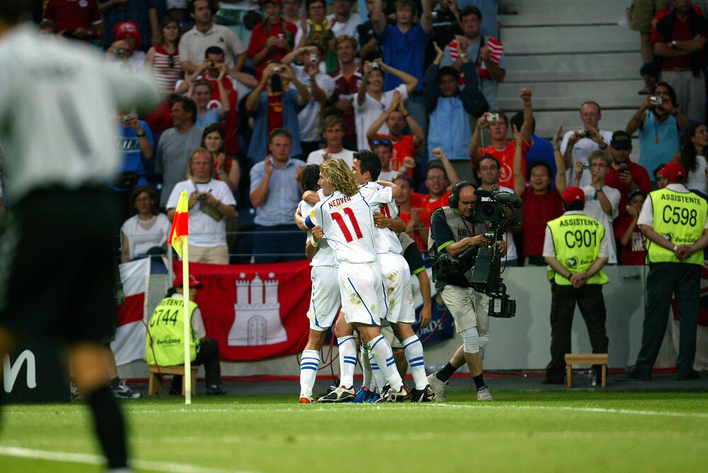 Celebration after the goal against Denmark