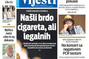 Naslovna strana "Vijesti" za 16. jun 2021.