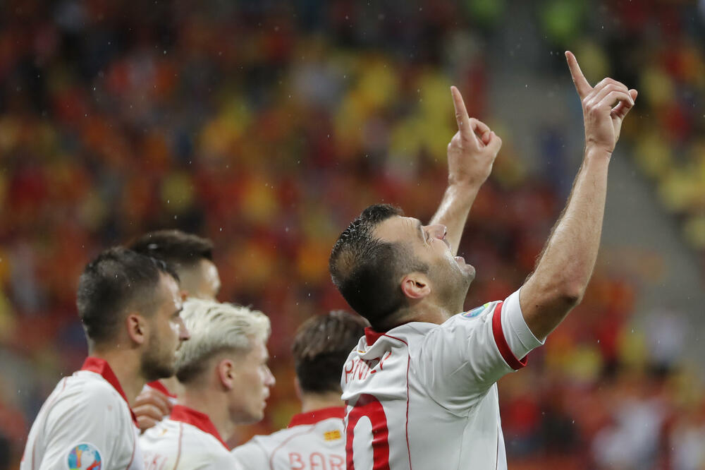 Goran Pandev slavi gol protiv Austrije, Foto: AP