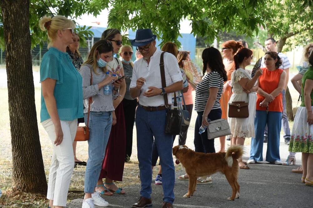Okupljeni na protestu ispred osnovne škole "Vladimir Nazor", Foto: Savo Prelević