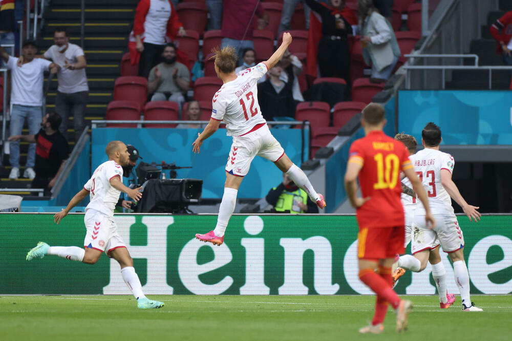 Kasper Dolberg je pokrenuo lavinu ka golu Velšana, Foto: Reuters