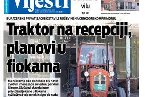 Naslovna strana "Vijesti" za 27. jun 2021.