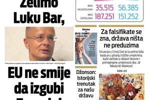 Naslovna strana "Vijesti" za 8. jul 2021.