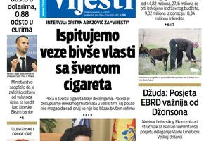Naslovna strana "Vijesti" za 9. jul 2021. godine