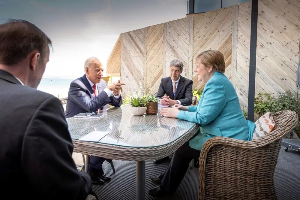 Susret Bajdena i Merkel tokom nedavnog samita G7, Foto: Reuters