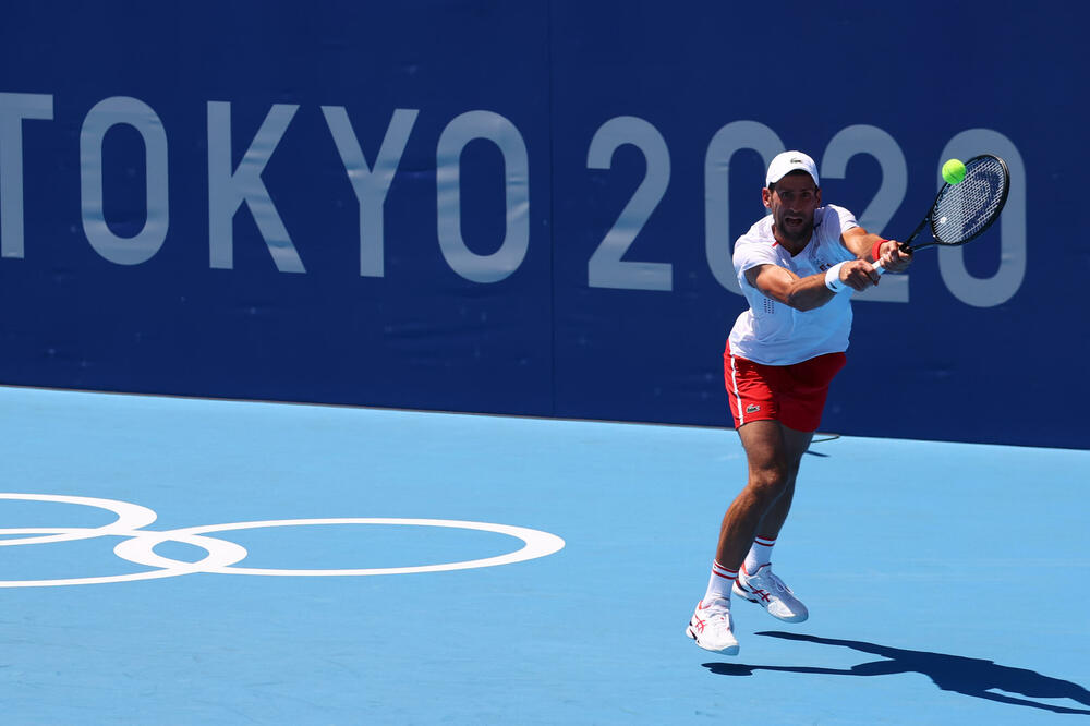 Đoković na treningu u Tokiju, Foto: Reuters