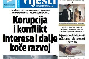 Naslovna strana "Vijesti" za 26. jul 2021.