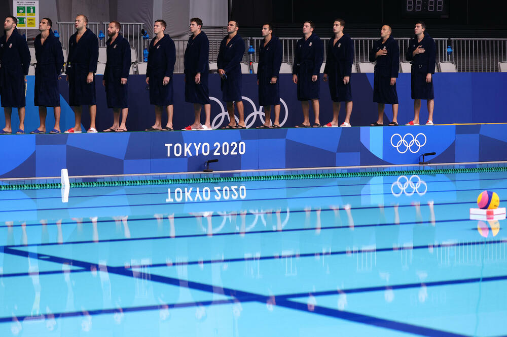 Vaterpolisti Srbije uoči početka utakmice, Foto: Reuters