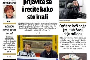 Naslovna strana "Vijesti" za 30. jul 2021.