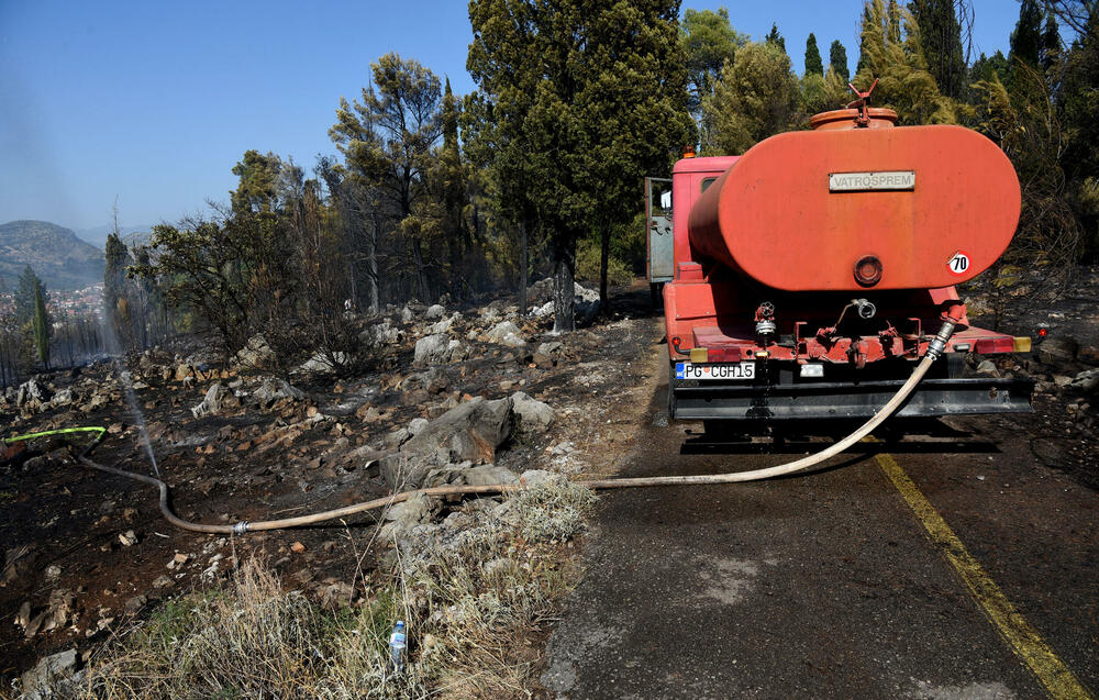 <p>Na Gorici je danas ponovo aktivan veliki požar, a vatra je "progutala" borove, travu i nisko rastinje. Požar nošen vjetrom prebacio se prema podnožju Gorice sa strane Zagoriča.</p>  <p>Pogledajte fotografije koje je zabilježio fotoreporter "Vijesti" Luka Zeković.</p>