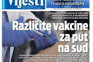 Naslovna strana "Vijesti" za 1. avgust 2021.