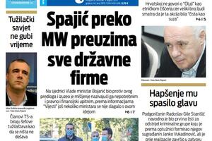 Naslovna strana "Vijesti" 5. avgust 2021. godine