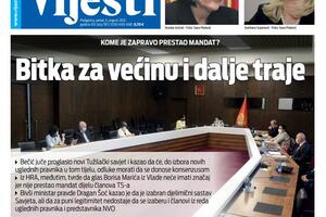 Naslovna strana "Vijesti" za petak 6. avgust 2021. godine