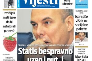 Naslovna strana "Vijesti" za 7. avgust 2021.