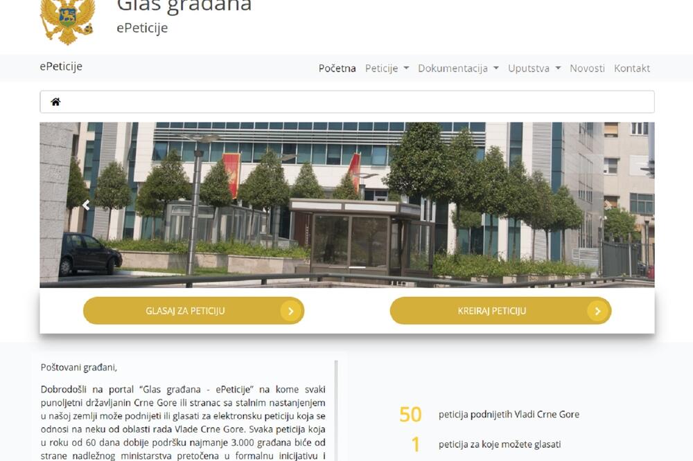 Redizajniran portal za elektronske peticije, Foto: epeticije.gov.me