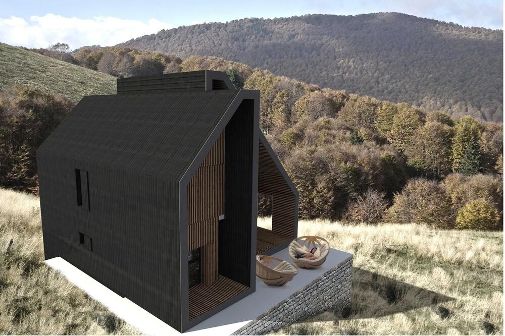 Sonja Radović Jelovac, Chalet Jelovac, rendering, pogled iz pravca sjeveroistoka, Foto: Studio Synthesis architecture  design
