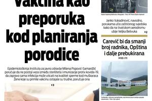 Naslovna strana "Vijesti" za 10. avgust 2021.