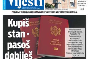Naslovna strana "Vijesti" za 22. avgust 2021. godine