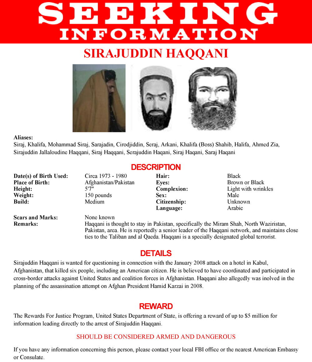 Poster kojim FBI traži informacije a Hakaniju