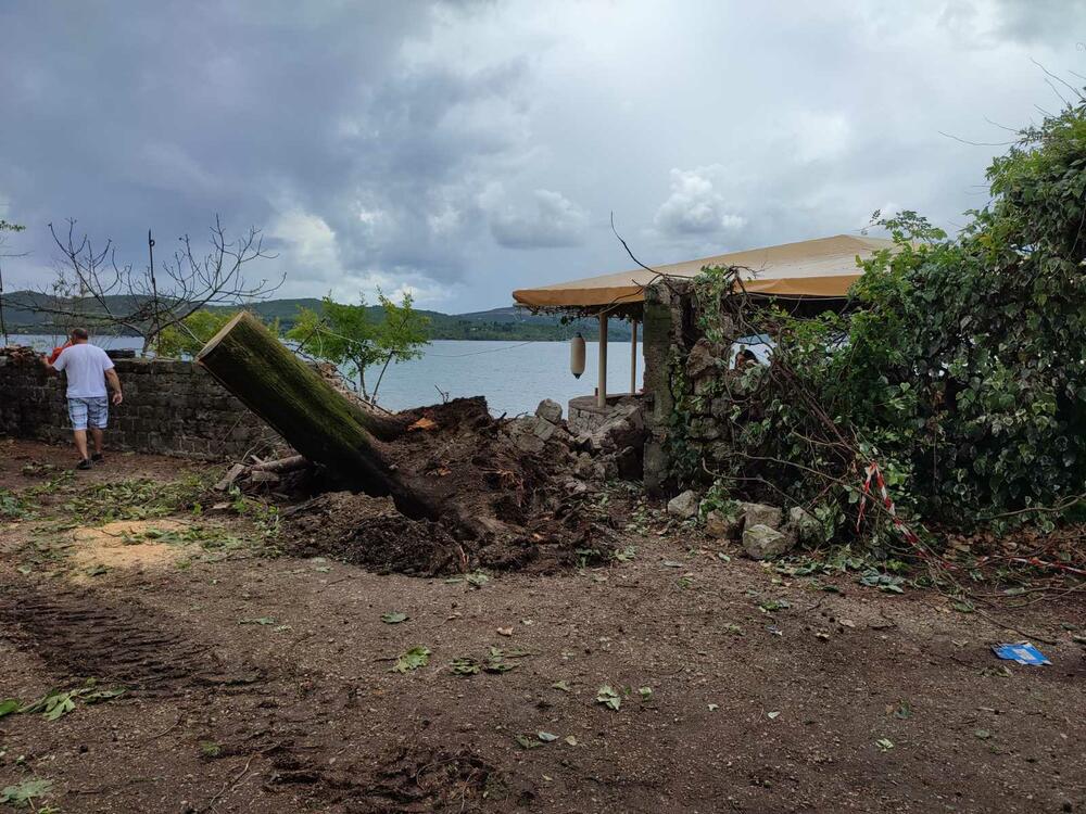 <p>Iščupano drveće oštetilo je i vodovodne i elektro instalacije pa je auto kamp "Bova" u Župi ostao bez struje i vode</p>