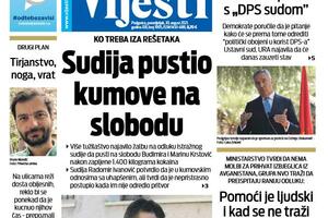 Naslovna strana "Vijesti" za 30. avgust 2021.