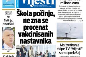 Naslovna strana "Vijesti" za 31. avgust 2021.