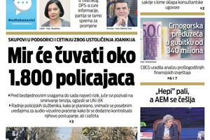 Naslovna strana "Vijesti" za 4. septembar 2021.