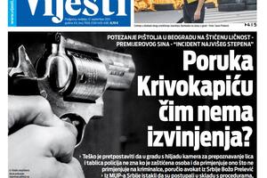 Naslovna strana "Vijesti" za 12. septembar 2021.